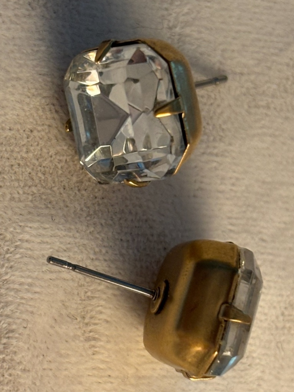 Kate Spade Clear Crystal Octagon Stud Earrings Gold Tone